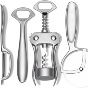 Public Goods Kitchen Tool Set | 6 Piece Kitchen Utensil Set | Includes Y-Peeler, Peeler, Bottle Opener, Wine Opener, Pizza Cutter, and Garlic Press | Plastic-Free, Dishwasher Safe Gadget Essentials