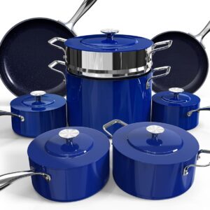 Nuwave Lux 13pc Forged Lightweight Cookware Set PFAS Free, Healthy G10 Duralon Ceramic Coating, Ultra Non-Stick, Stay-Cool Handles, Works on All Cooktops & Induction Ready