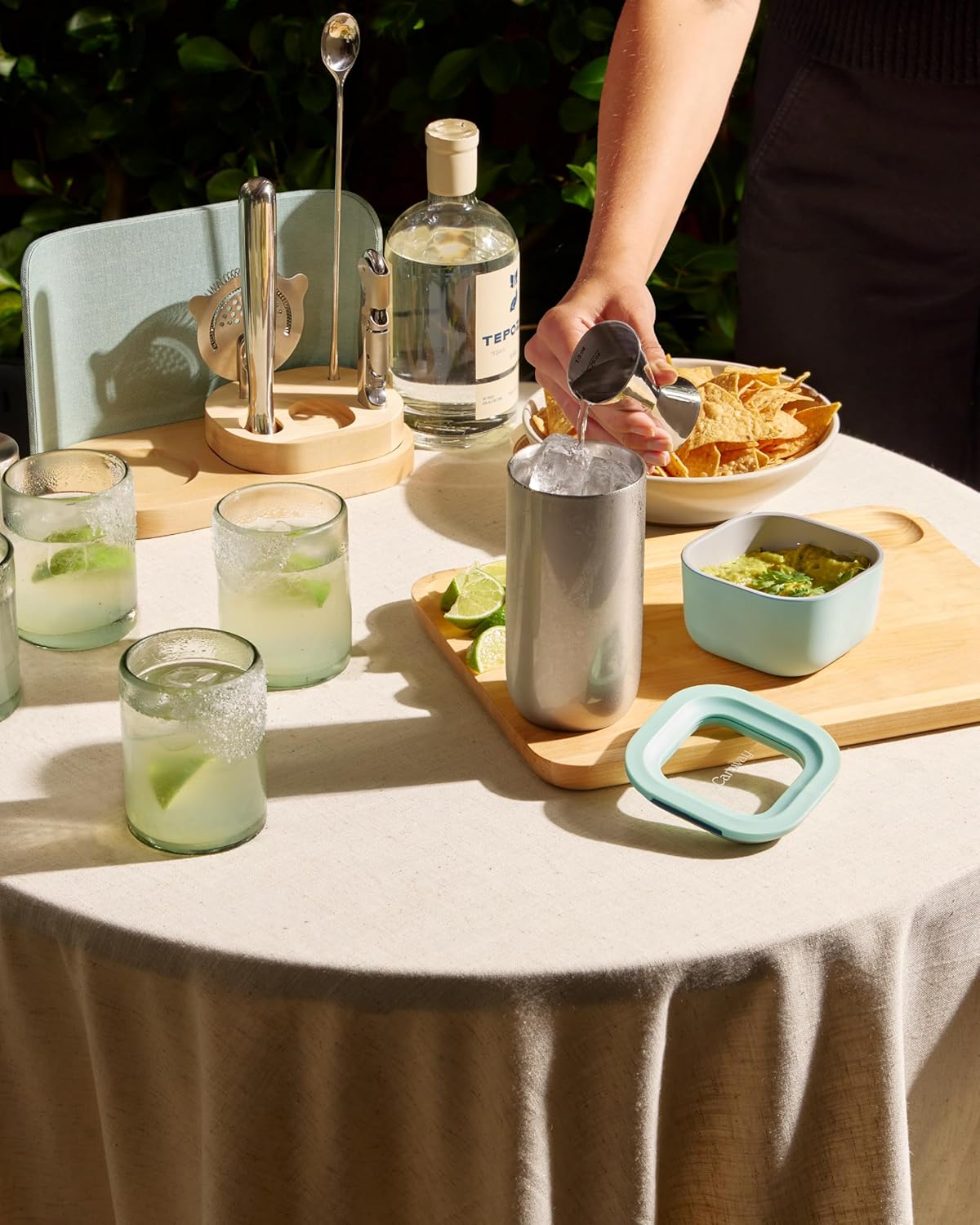 Caraway 9-Piece Complete Bar Set - Cocktail Shaker, Jigger, Muddler, Wine Key, Strainer, Bar Spoon, Storage Organizer, Magnetic Backer - Bartender Accessories - Tools for Home Bartending - Cream - Image 2